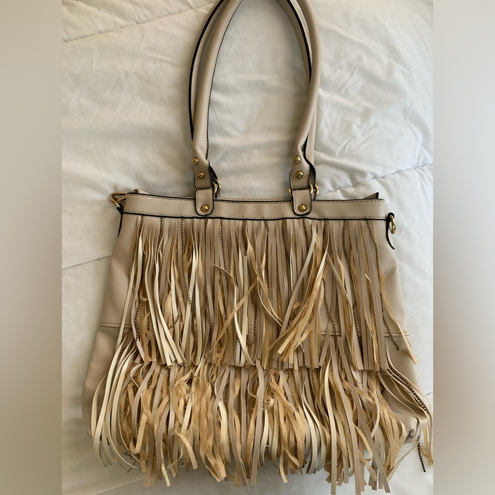 SUMMER Tassled Cream Bag NWOT